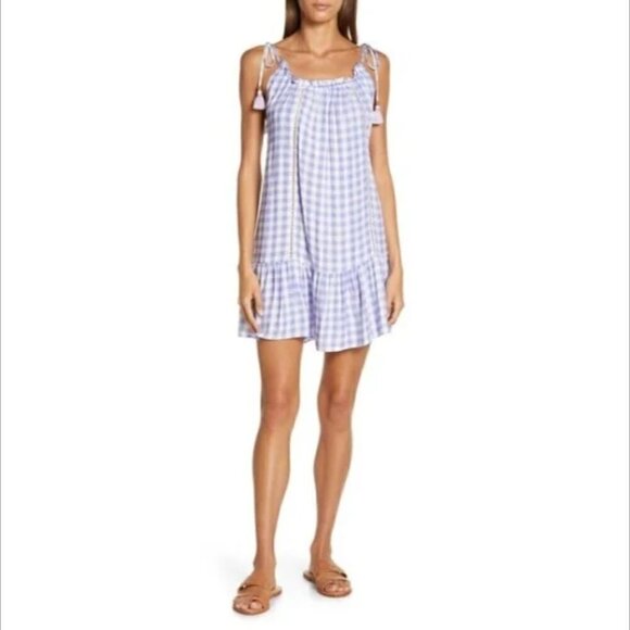 NEW Maaji Seersucker Magnolia Mini Cover Up dress Size S l Purple Gingham - Picture 4 of 9